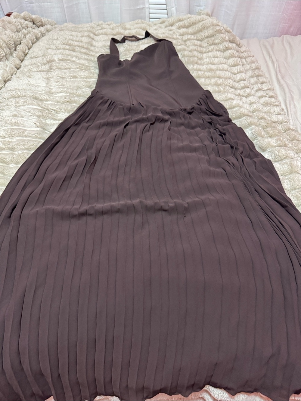Meshki Stacie Pleated Halter Dress in Cacoa - Picture 8 of 13